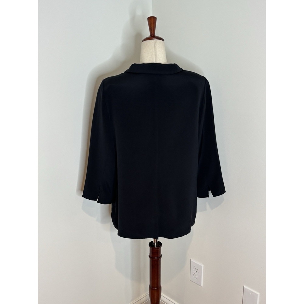 Nina McLemore 4 Ply Silk Tunic Blouse Black Made in USA Women's 10 - Picture 5 of 6